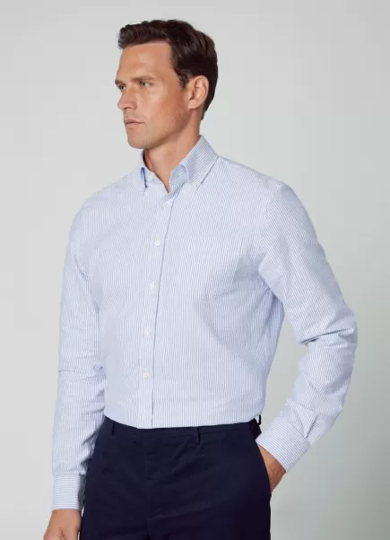 Camisa Algodón Oxford Fit Clásico White/Blue Hombre Precio De La Actividad Camisas Hackett London