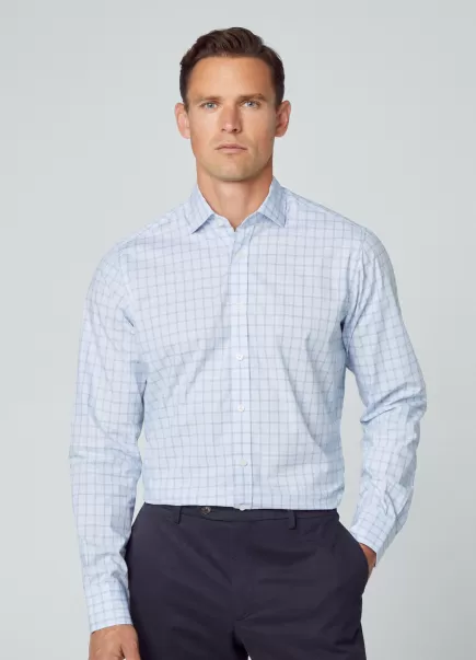 Camisas Hackett London Oferta Especial Blue/White Camisa Cuadros Fit Clásico Hombre