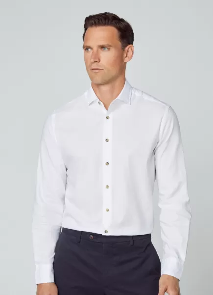 Hackett London Fit Slim Camisa Sarga Algodón Hombre Camisas White Comercio