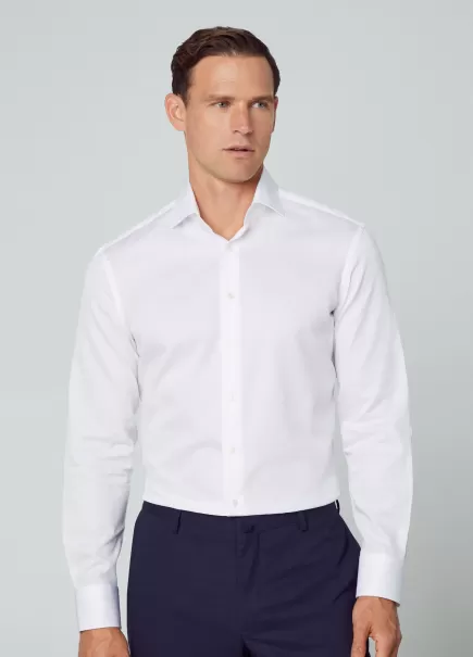 White Camisas Hackett London Popularidad Camisa De Algodón Dobby Fit Slim Hombre