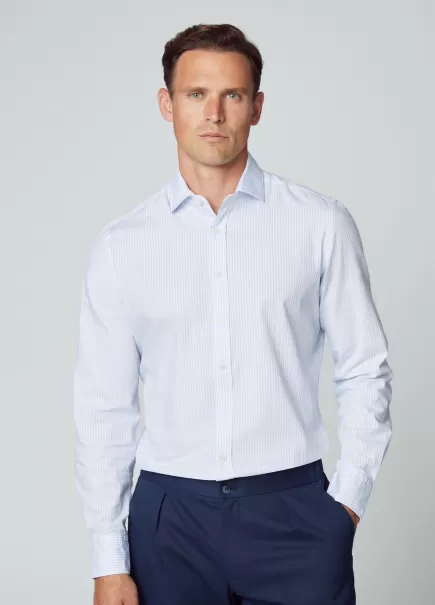 Camisa De Rayas Fit Slim Hackett London Promoción Blue/White Camisas Hombre