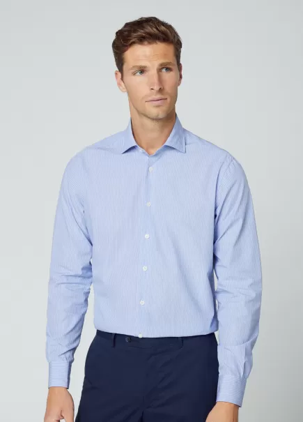 Precio Al Por Mayor Hackett London Camisa Fil A Fil Fit Clásico Blue/White Hombre Camisas