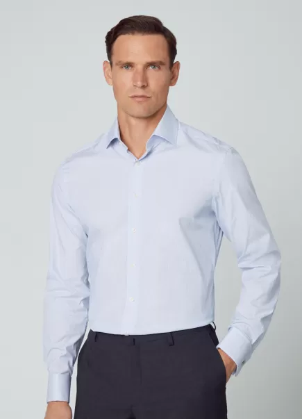 Hombre Camisas Hackett London White/Blue Sostenibilidad Camisa Estampada Fit Slim