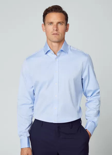 Hombre Camisas Hackett London Camisa De Algodón Fit Clásico Sky Blue Comercio