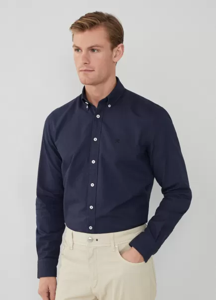 Navy Camisa Algodón Oxford Fit Slim Hackett London Camisas Precios Estacionales Hombre