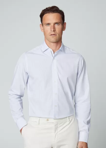 Hackett London Fit Clasico Camisa Rayas Bengala Camisas Precio Al Por Mayor Hombre White/Blue