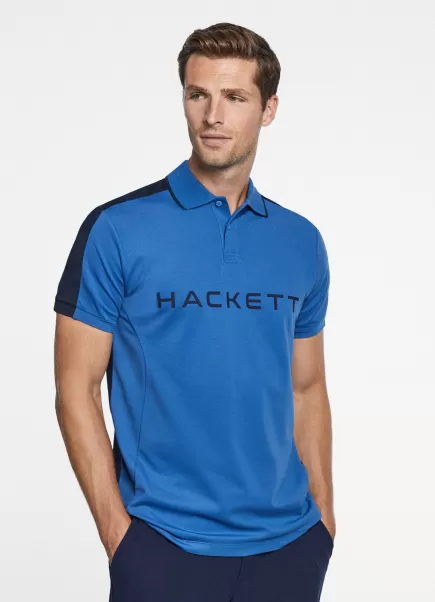 Hackett London Vender Blue Polo Algodón Hs Fit Clásico Polos Hombre