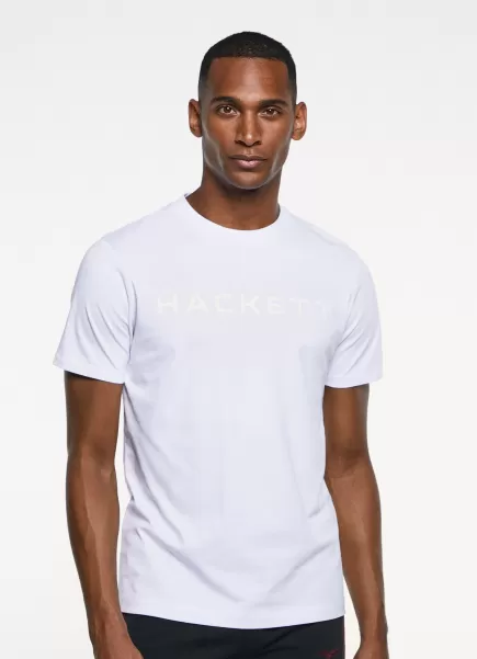 White Noticias Hackett London Hombre Camisetas Camiseta Básica Algodón
