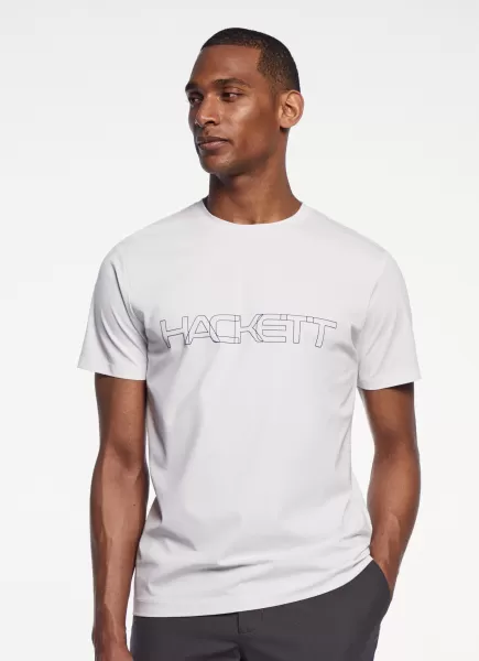 Hackett London Camisetas Hombre Camiseta Básica Logo Estampado White Vender