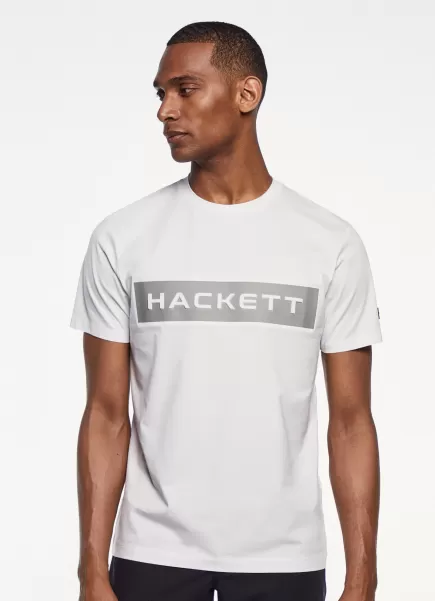 Precio De Coste Hombre Camisetas Camiseta Logo Estampado White Hackett London