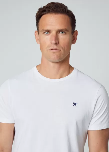 Camisetas Costumbre White Camiseta Básica Logo Bordado Hombre Hackett London