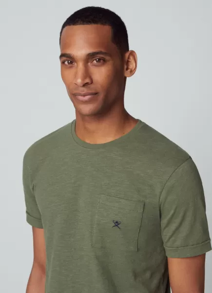 Hackett London Camiseta Bolsillo Logo Bordado Olive Green Camisetas Hombre Precio De La Actividad