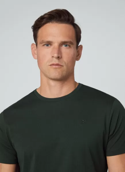 Vender Dark Green Hackett London Camiseta Con Logo Bordado Camisetas Hombre