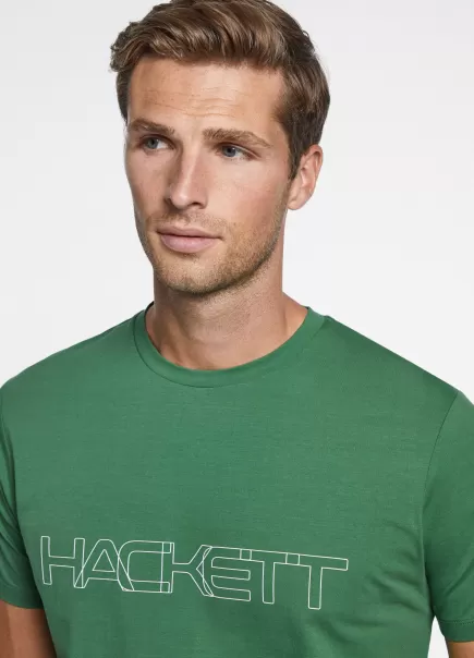 Hackett London Camiseta Básica Logo Estampado Hombre Green Camisetas Popularidad