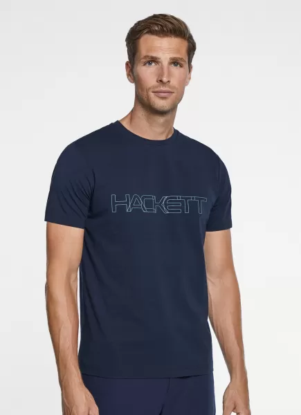 Camiseta Básica Logo Estampado Hackett London Autorización Camisetas Navy Hombre