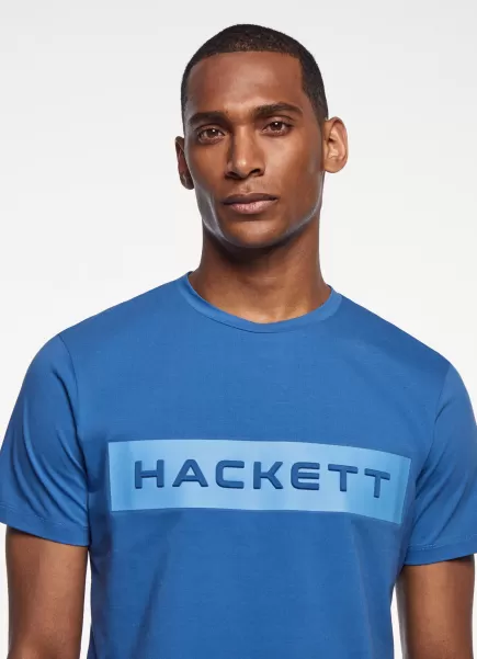 Hombre Innovación Blue Hackett London Camiseta Logo Estampado Camisetas
