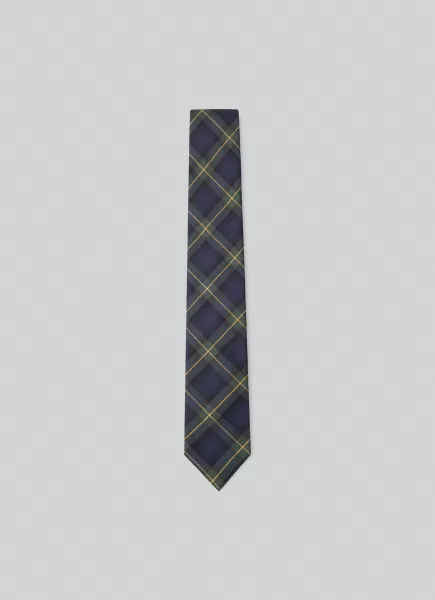 Corbata Cuadros Escoceses Gordon Hackett London Elegante Hombre Corbatas Y Pañuelos De Bolsillo Navy/Green