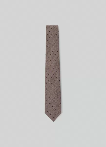 Precio Reducido Corbata Seda Estampado Lunares Corbatas Y Pañuelos De Bolsillo Hackett London Hombre Taupe Beige
