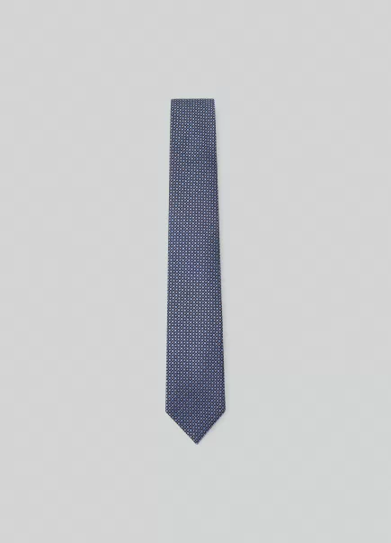 Hackett London Corbata Seda Estampado Geométrico Moderno Corbatas Y Pañuelos De Bolsillo Hombre Navy/Taupe