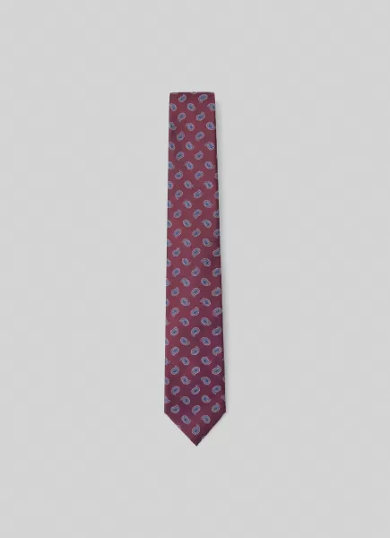 Tienda Online Hombre Corbatas Y Pañuelos De Bolsillo Hackett London Corbata Estampado Coníferas Wine Purple
