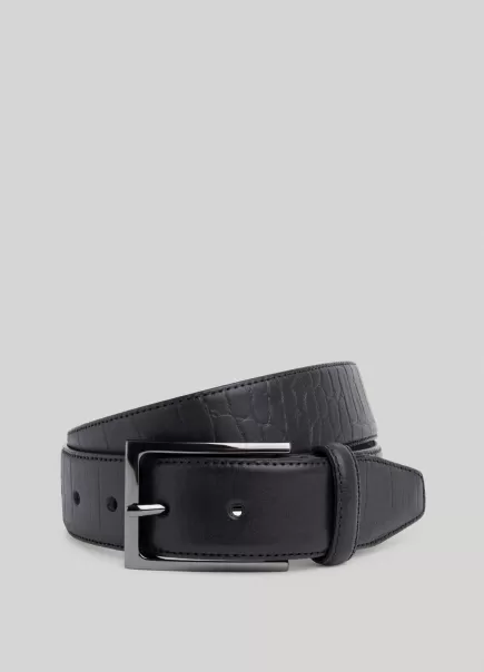 Cinturones Cinturón En Relieve Cocodrilo Exclusivo Black Hackett London Hombre