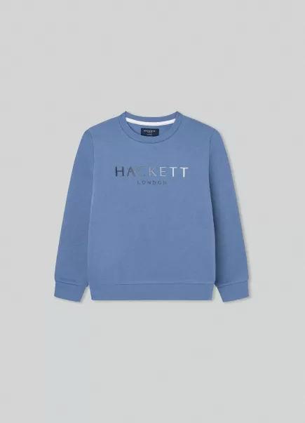 Hackett London Hombre Camisetas Y Sudaderas Steel Blue Sudadera Con Logo Estampado Elegante