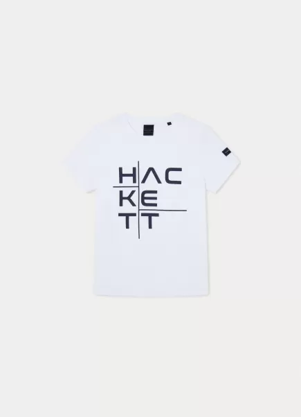 Precios Estacionales Camiseta Logo Estampado Fit Clásico Camisetas Y Sudaderas Hackett London Hombre White