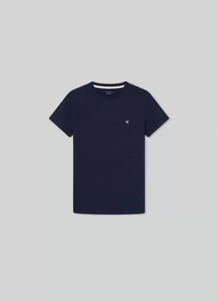 Hombre Navy Camiseta Básica Logo Bordado Compra Hackett London Camisetas Y Sudaderas