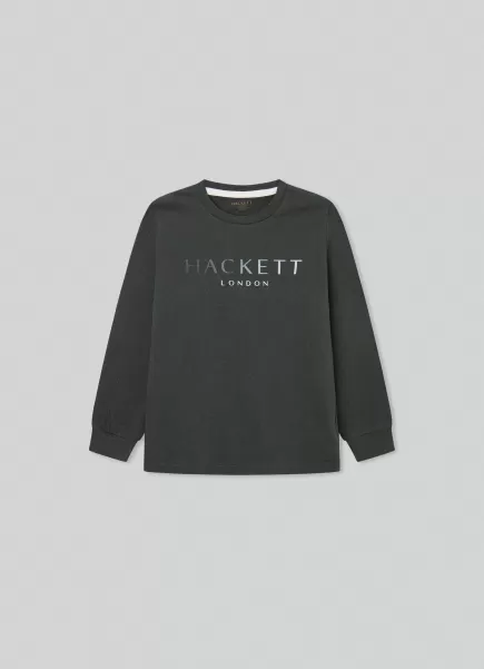 Camisetas Y Sudaderas Hombre Hackett London Dark Green Camiseta Logo Estampado Precio De Descuento