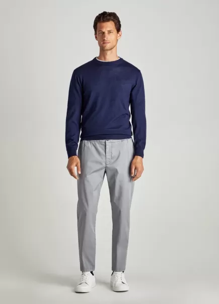 Faconnable Pantalones Hombre Chino Algodón Cepillado New York Grey Grey