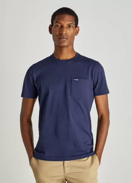 Hombre Camiseta Con Bolsillo Polos Y Camisetas Faconnable Marine Blue